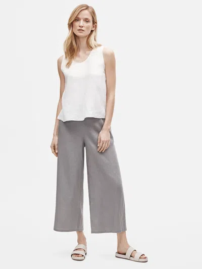 Eileen Fisher Organic Linen Wide-leg Pant In Gray