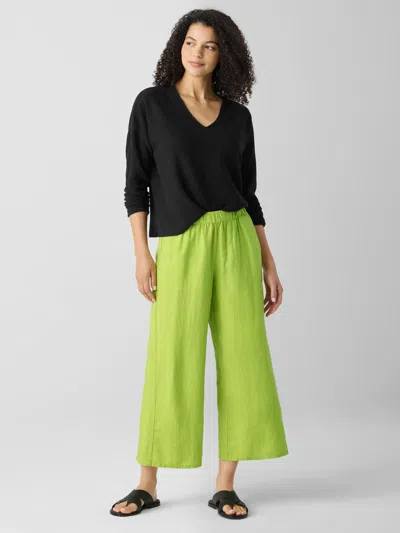 Eileen Fisher Organic Linen Wide-leg Pant In Green