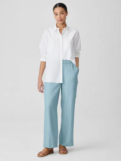 Eileen Fisher Organic Linen Wide-leg Pant In Blue