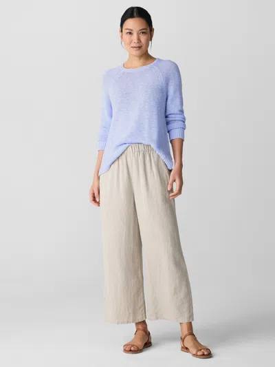 Eileen Fisher Organic Linen Wide-leg Pant In Blue
