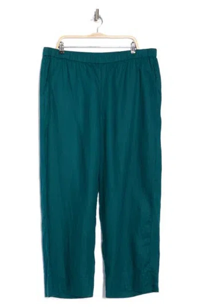 Eileen Fisher Organic Linen Wide Leg Pants In Green