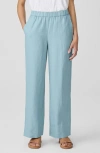 Eileen Fisher Wide Leg Organic Linen Ankle Pants In Seafoam