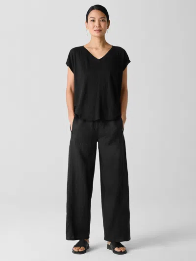 Eileen Fisher Organic Linen Wide-leg Trouser Pant In Black
