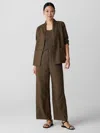 Eileen Fisher Organic Linen Wide-leg Trouser Pant In Brown