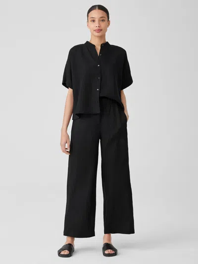Eileen Fisher Organic Linen Wide Trouser Pant In Black