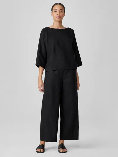 Eileen Fisher Organic Linen Wide Trouser Pant In Black