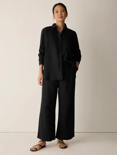 Eileen Fisher Organic Linen Wide-leg Pant In Black