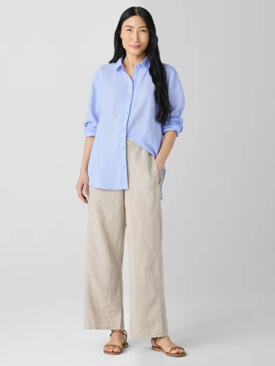 Eileen Fisher Organic Linen Wide-leg Trouser Pant In Neutral