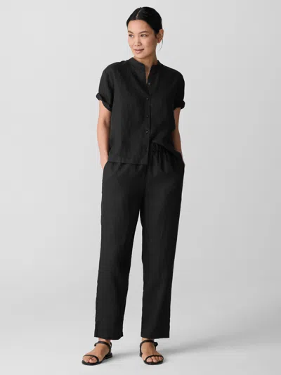 Eileen Fisher Organic Linen Tapered Pant In Black