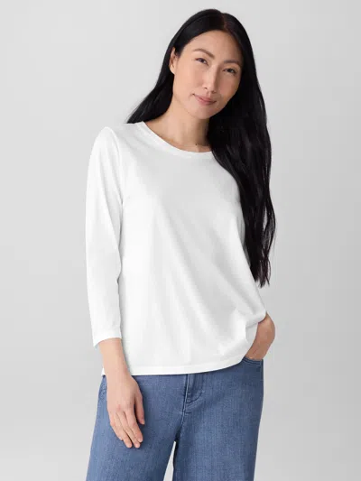 EILEEN FISHER ORGANIC PIMA COTTON JERSEY 3/4-SLEEVE TEE