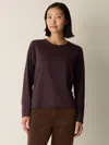 Eileen Fisher Organic Pima Cotton Jersey Long-sleeve Tee In Brown