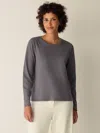 Eileen Fisher Organic Pima Cotton Jersey Long-sleeve Tee In Gray