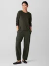 Eileen Fisher Organic Pima Cotton Jersey Long-sleeve Tee In Green