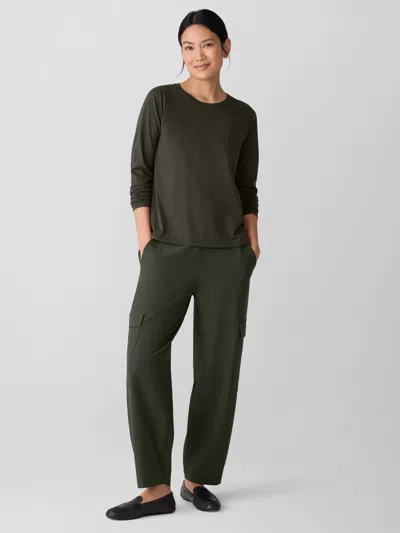 Eileen Fisher Organic Pima Cotton Jersey Long-sleeve Tee In Green