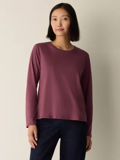 Eileen Fisher Organic Pima Cotton Jersey Long-sleeve Tee In Pink