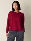 Eileen Fisher Organic Pima Cotton Jersey Long-sleeve Tee In Red