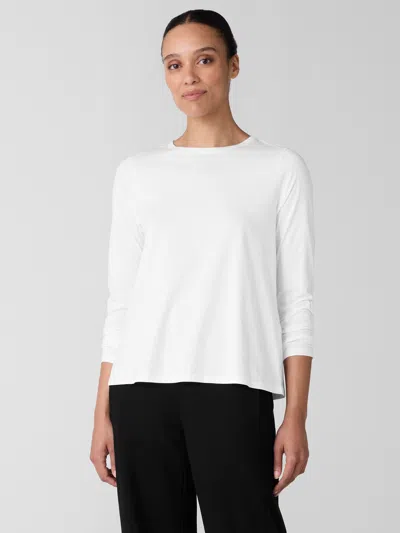 Eileen Fisher Organic Pima Cotton Jersey Long-sleeve Tee In White