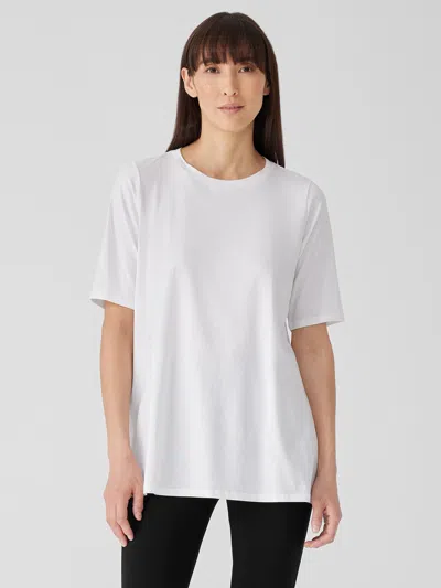 Eileen Fisher Organic Pima Cotton Jersey Long Tee In White