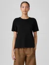 Eileen Fisher Organic Pima Cotton Jersey Round Neck Tee In Black