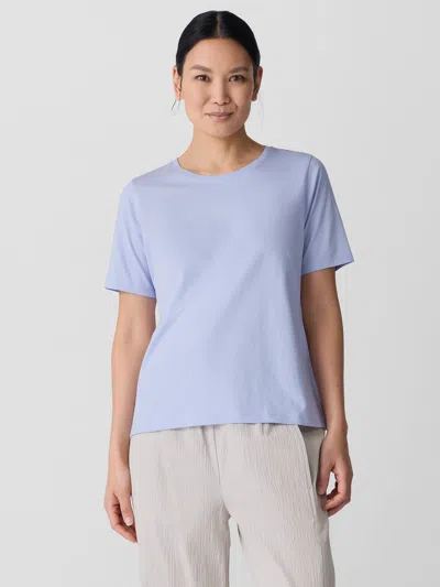 Eileen Fisher Organic Pima Cotton Jersey Round Neck Tee In Brown