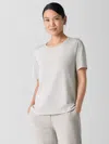Eileen Fisher Organic Pima Cotton Jersey Round Neck Tee In Gray