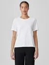 Eileen Fisher Organic Pima Cotton Jersey Round Neck Tee In Multi