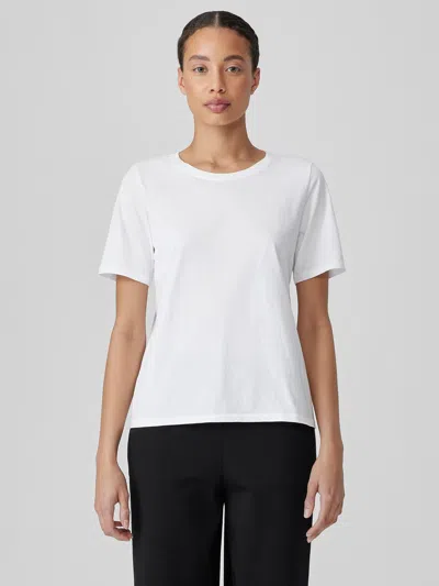 Eileen Fisher Organic Pima Cotton Jersey Round Neck Tee In Multi