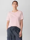 Eileen Fisher Organic Pima Cotton Jersey Round Neck Tee In Pink