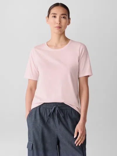 Eileen Fisher Organic Pima Cotton Jersey Round Neck Tee In Pink