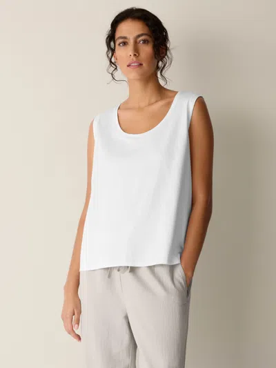 Eileen Fisher Organic Pima Cotton Jersey Scoop Neck Tank In White