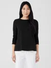Eileen Fisher Organic Pima Cotton Jersey Long-sleeve Tee In Black