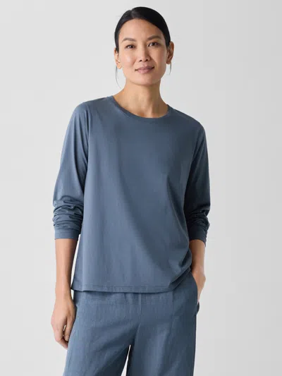 Eileen Fisher Organic Pima Cotton Jersey Long-sleeve Tee In Black