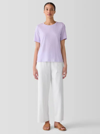 Eileen Fisher Organic Pima Cotton Jersey Round Neck Tee In Purple