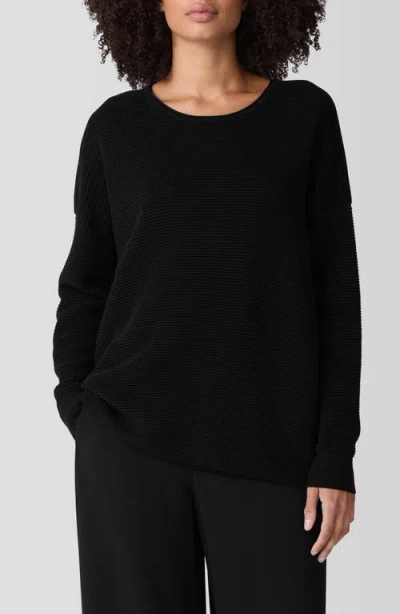 Eileen Fisher Ottoman Stitch Tunic Sweater In Black