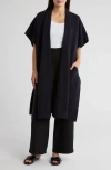 Eileen Fisher Oversize Boiled Wool Poncho In Nocturne