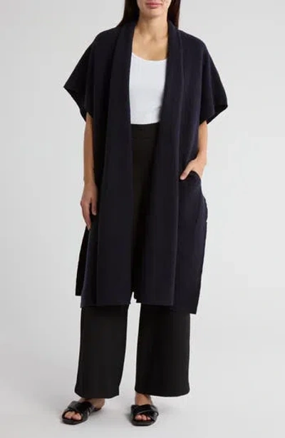 Eileen Fisher Oversize Boiled Wool Poncho In Nocturne