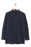 Eileen Fisher Oversize Organic Cotton Button-up Shirt In Blue