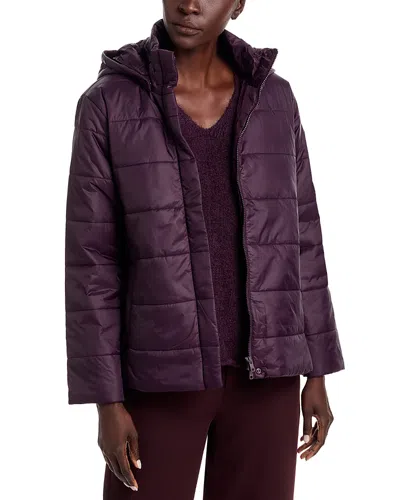 Eileen Fisher Padded Jacket With Removable Hood In Purple