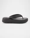 Eileen Fisher Padded Leather Thong Sandals In Black