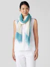 Eileen Fisher Painted Cotton Gauze Scarf In Blue