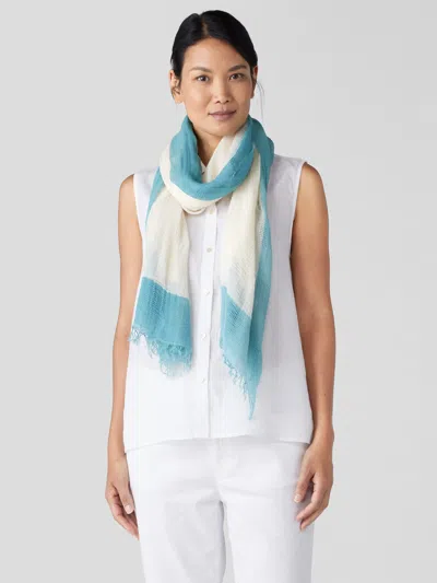Eileen Fisher Painted Cotton Gauze Scarf In Blue