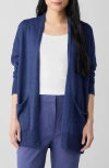 Eileen Fisher Patch Pocket Organic Linen & Organic Cotton Cardigan In Bluette