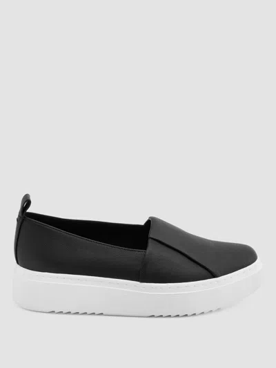 Eileen Fisher Perks Leather Platform Sneaker In Black
