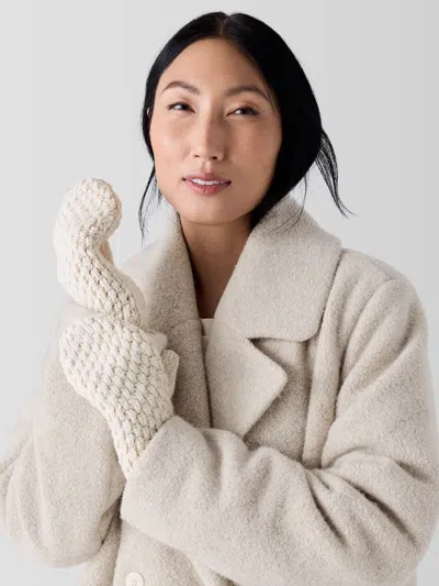 Eileen Fisher Peruvian Baby Alpaca And Cotton Mittens In White