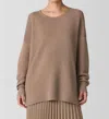 Eileen Fisher Peruvian Cotton Blend Crew Neck Tunic Top In Biscuit In Beige