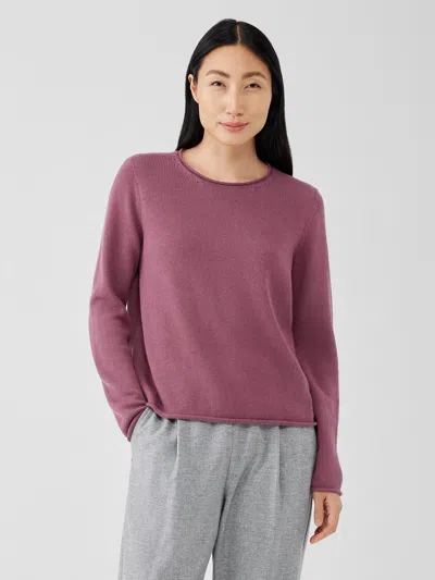 Eileen Fisher Peruvian Cotton Blend Jewel Neck Top In Pink