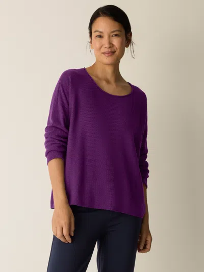 Eileen Fisher Peruvian Cotton Blend Jewel Neck Top In Purple
