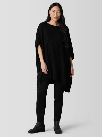 Eileen Fisher Peruvian Cotton Blend Poncho In Black