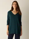 Eileen Fisher V-neck Organic Cotton Blend Sweater In Blue