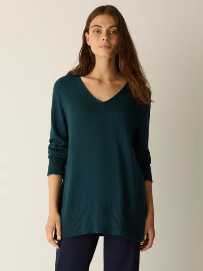 Eileen Fisher V-neck Organic Cotton Blend Sweater In Blue